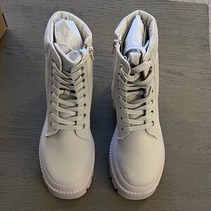 JustFab Cream Combat Boots